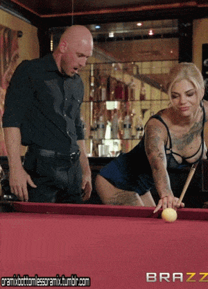 bottomless Bonnie Rotten at the pool table /   Rack ‘Em Up! /...